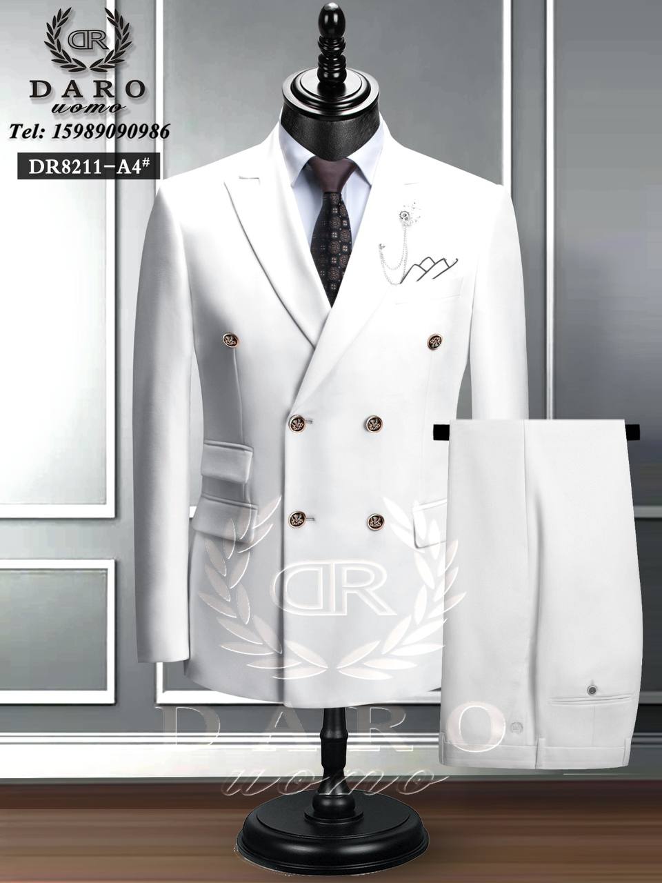 White double-breasted DARO suit